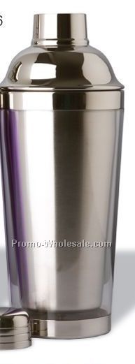 Double Wall Stainless Steel Cocktail Shaker With Translucent Base