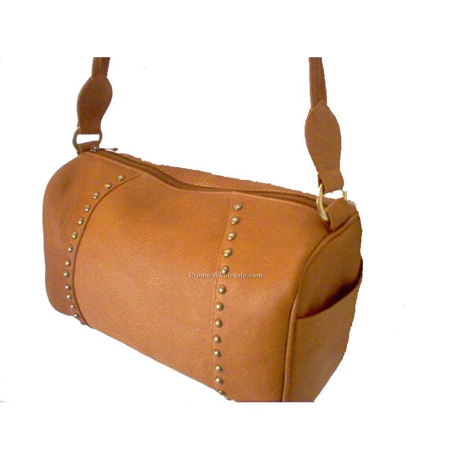Duffle Shaped Studded Handbag