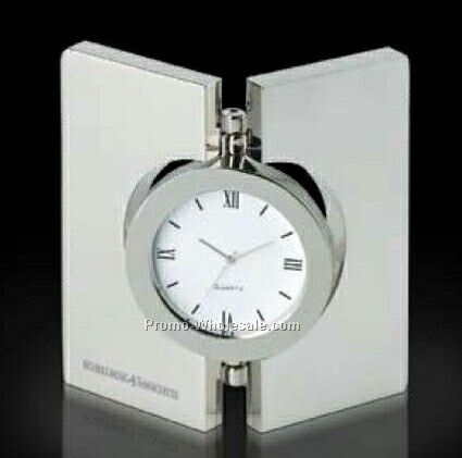 Essentials Diviseur Hinged Brushed Desk Clock 3-1/2"x3-1/2"