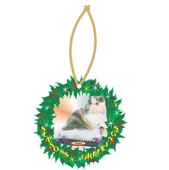 Exotic Cat Wreath Ornament W/ Mirrored Back (12 Square Inch)