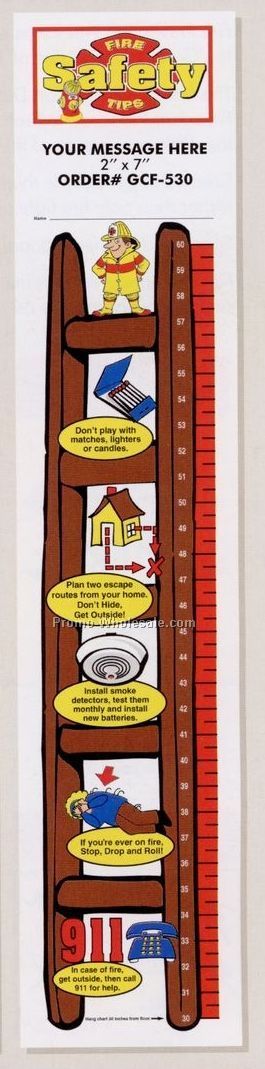 Fire Safety Tips Stock Design Plastic Growth Chart (8-1/2"x40")