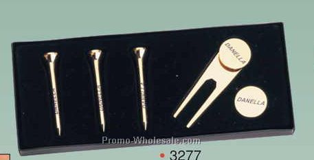 Gold Plated Brass Golf Set (Engraved)