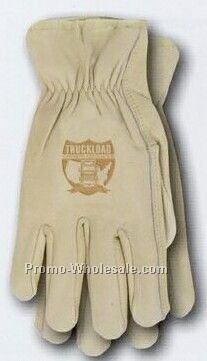 Grain Cowhide Driver Gloves W/ Shirred Elastic Back (Small)