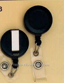 Gray Round Plastic Clip-on Badge Reel