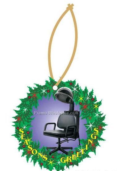 Hair Dryer Chair Executive Wreath Ornament W/ Mirrored Back (6 Sq. Inch)