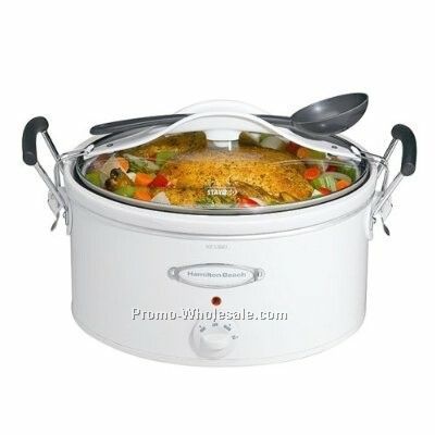 Hamilton Beach 6 Qt Oval Slow Cooker, Portable, Spoon, Full Grip