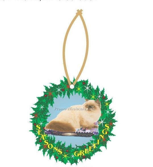 Himalayan Persian Cat Executive Wreath Ornament W/ Mirror Back (6 Sq. Inch)