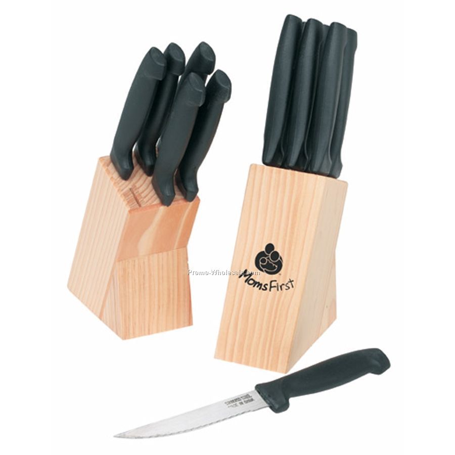 Kitchen Worthy 6-piece Steak Knife Set With Wood Block (Imprinted)