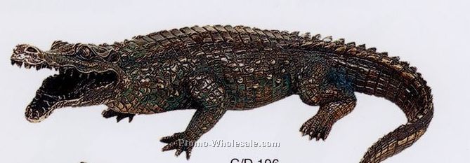 Large Alligator Figurine W/Verdigris (Copper Finish)