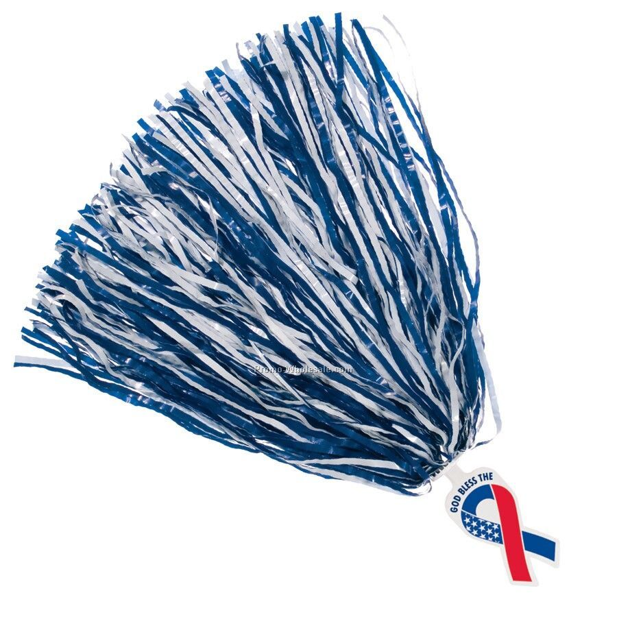 Mascot Pom Poms W/ Up To 4 Mixed Steamer Colors - Ribbon End