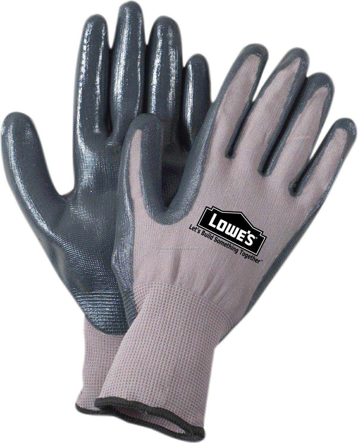 Men's Breathable Gray Knit Gloves With Thin Black Nitrile Palm (M-xl)