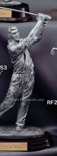 Metal Plated Resin Sculpture - 10-1/2" Male Golfer