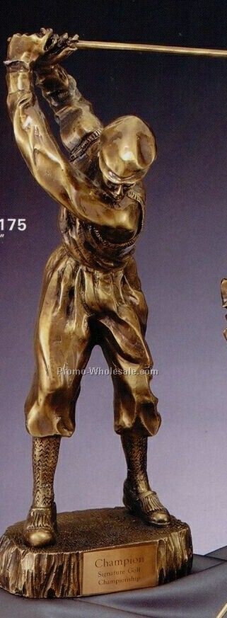 Metal Plated Resin Sculpture - 17" Male Golfer