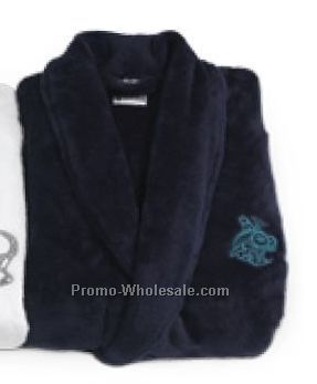 Midnite Navy Blue & Orca L/Xl Velura Robe W/ Live Crest Design