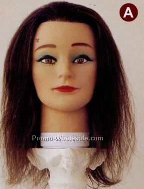 Nancy Economy Long Hair Mannequin-15" Dark Brown Human Hair/ Light Face