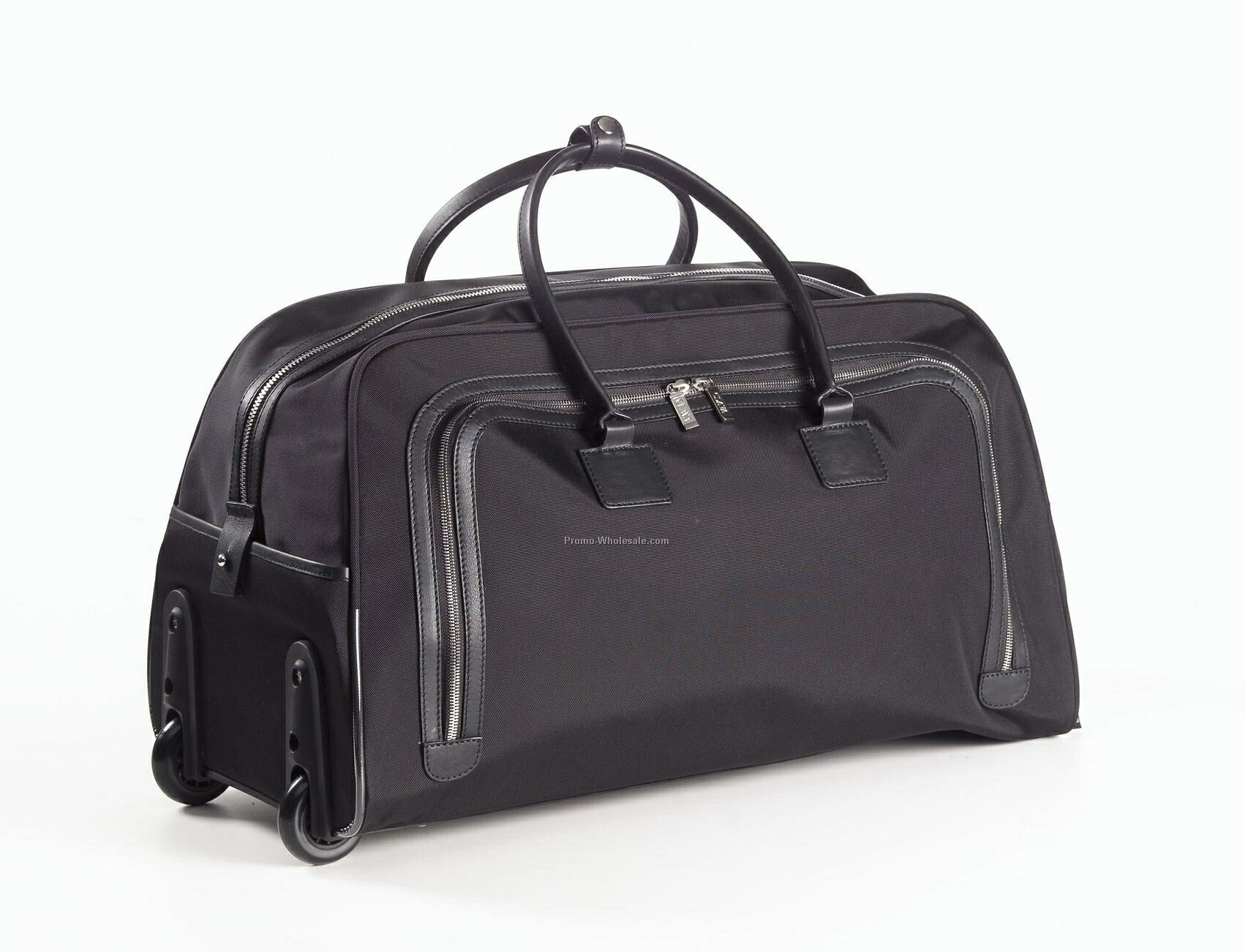 Nylon And Leather Rolling Duffel Bag
