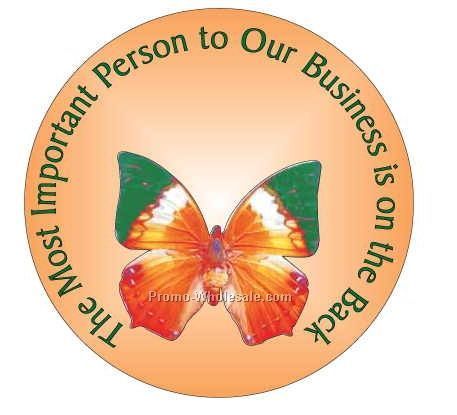 Orange & Green Butterfly Round Photo Hand Mirror W/Full Mirror Back(2-1/2")