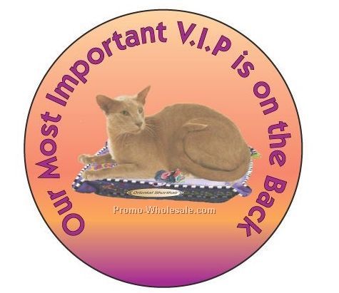 Oriental Shorthair Cat Round Hand Mirror W/ Full Mirror Back (2-1/2")