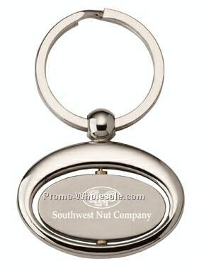 Oval Chrome Trim Key Ring W/ Rotating Center Plate
