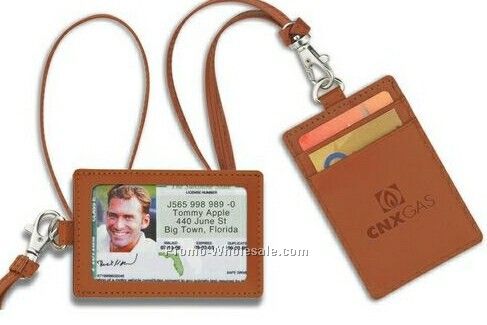 Park Avenue Leather Id Holder With Neck Cord