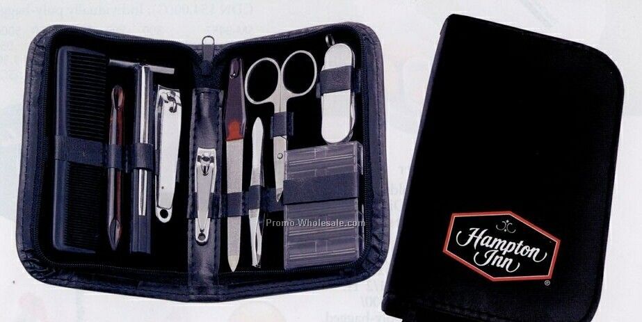 Personal Care Kit In Leatherette Pouch