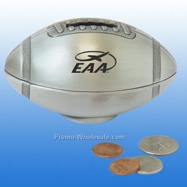 Pewter Finish Football Money Bank (Engraved)