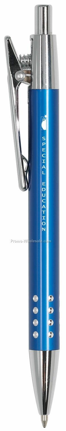 Pisa Pen With Aluminum Barrel, Chrome Grip & Spring Clip - Next Day