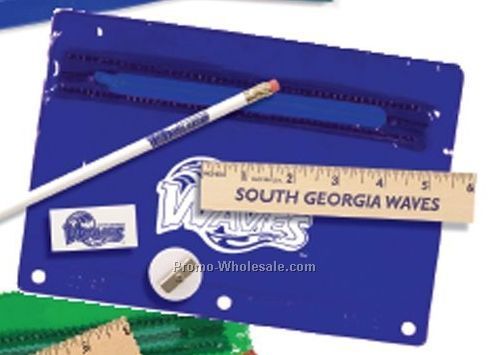 Premium Translucent School Kit With Pencil/ Ruler/ Eraser/ Sharpener