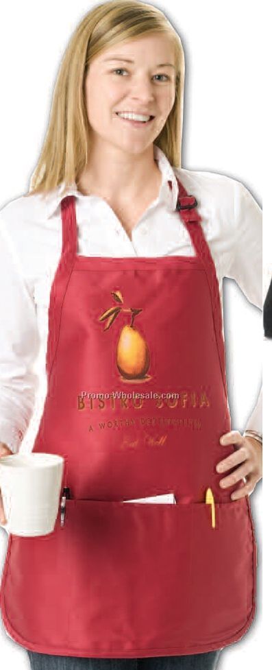 Q-tees Medium Length Apron With Pouch - Neutrals (22"x24")