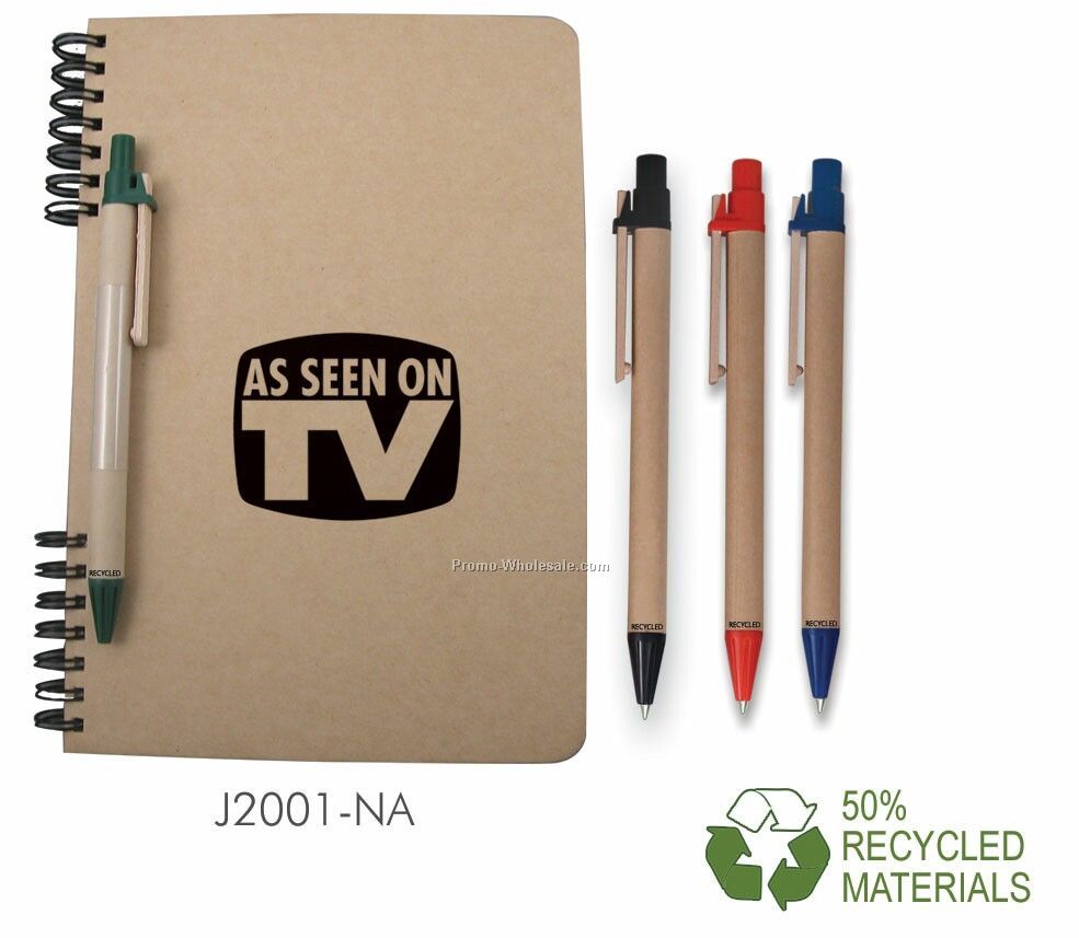 Recycled Journal With Clear Pen Holder