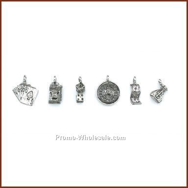 Set Of 6 Gambling Stock Wine Charms On Card