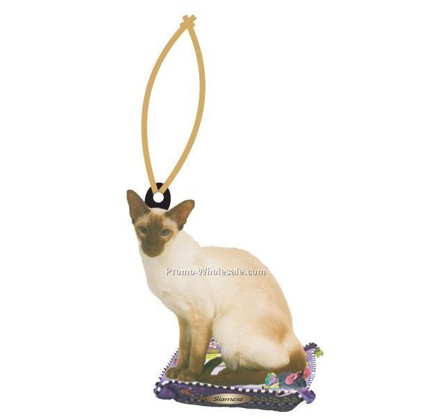 Siamese Cat Executive Line Ornament W/ Mirrored Back (12 Sq. Inch)
