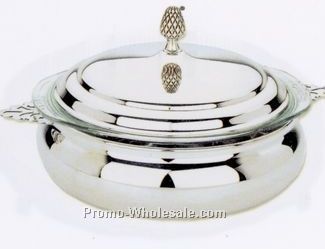 Silverplated 2 Quart Round Covered Casserole Dish