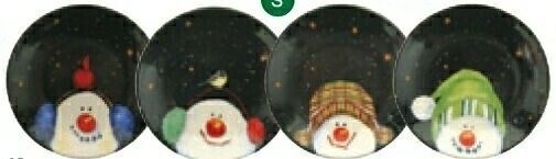Snowman Bowls With Brown/Red Accent