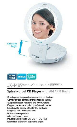 Splash Proof Mirror Shower CD Player