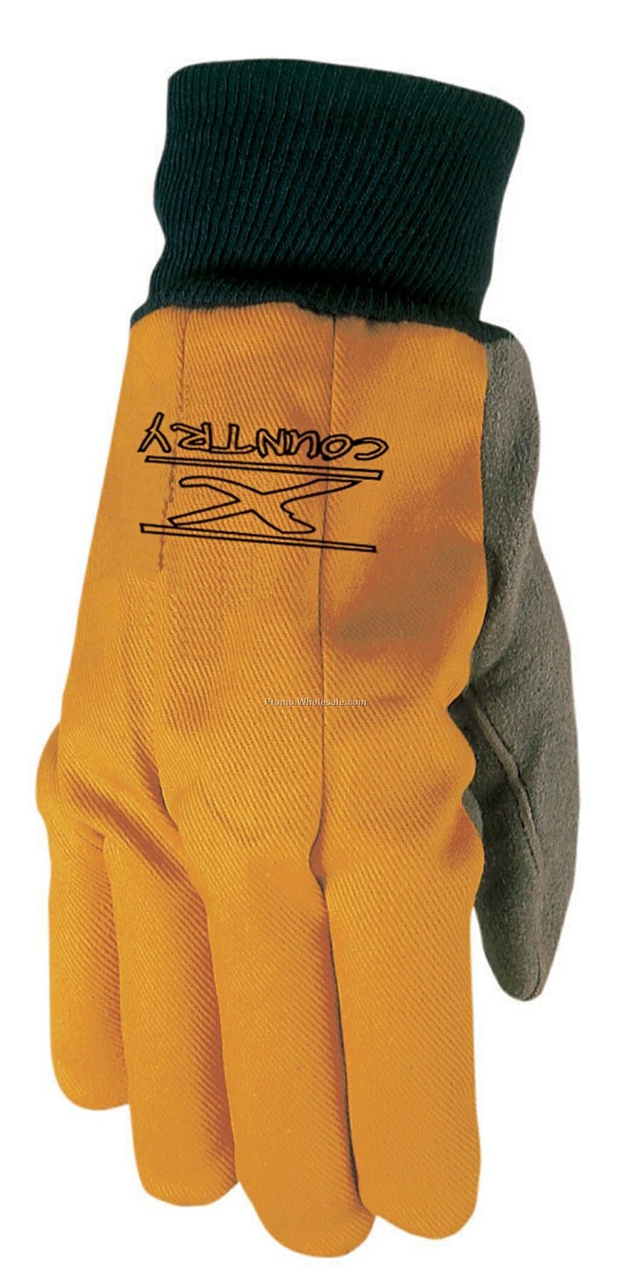 Split Leather Palm Glove With Yellow Fabric Back (One Size)