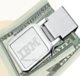 Square Chrome Metal Money Clip / 1-1/4"x2-1/4"x1/4"