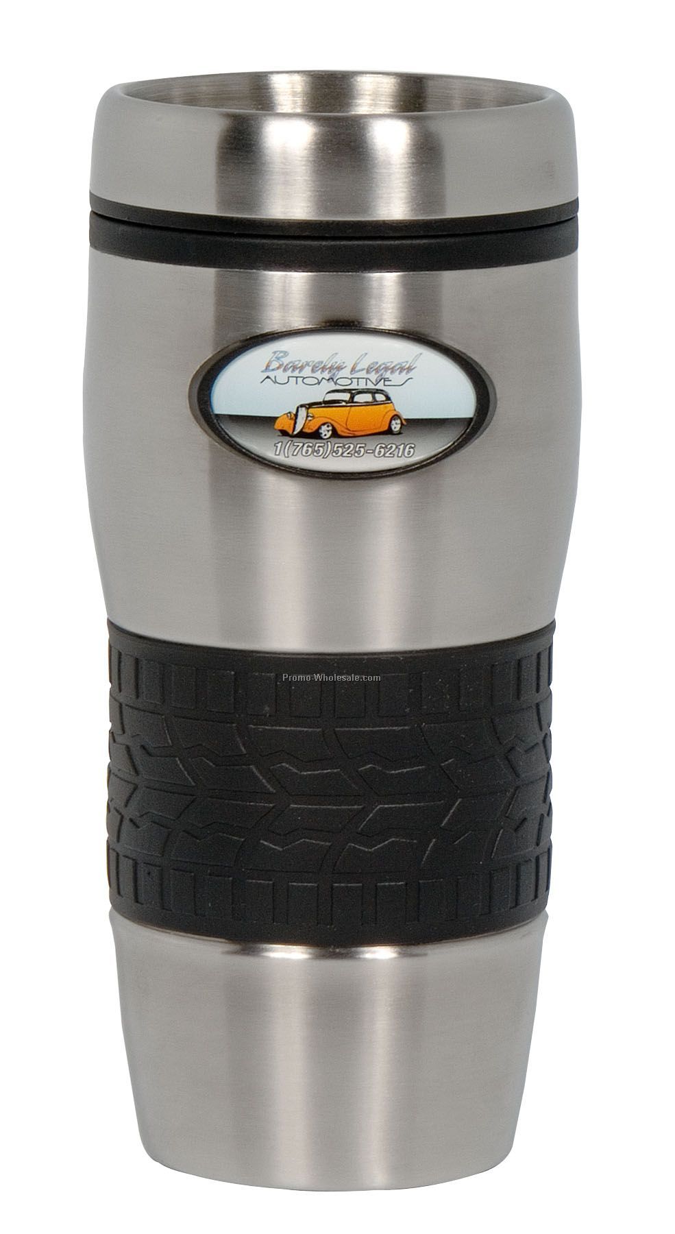 Stainless Steel Tire Tumbler With Spill Resistant Lid