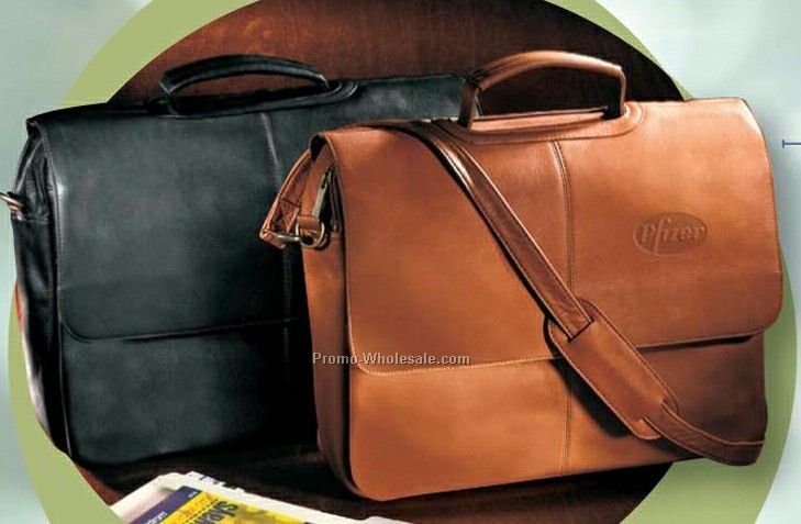 Vaqueta Napa Leather Laptop Flap Over Briefcase (13"x17"x4")