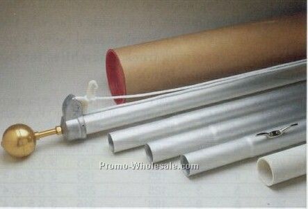 White Finish Aluminum Anodized Patio Flagpole - 3 Sections (15')
