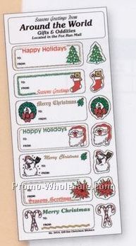 White Paper Christmas Gift Stickers With Santa