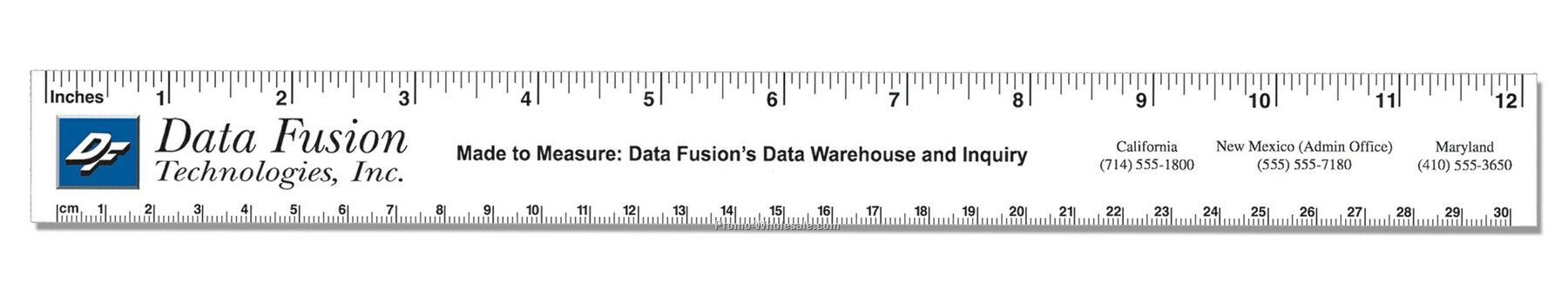 White Vinyl 12" Square Cut Ruler (.020") - Spot Color