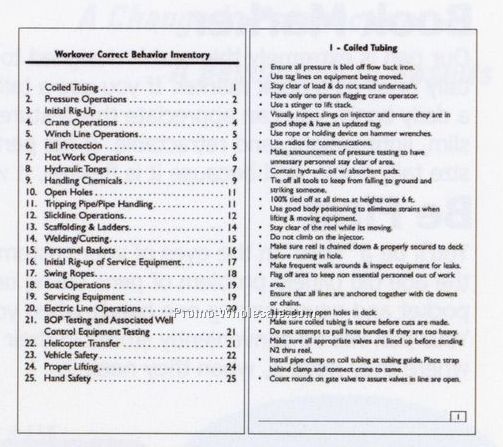 Workover Critical Behavior Inventory Stock Booklet (Junior)