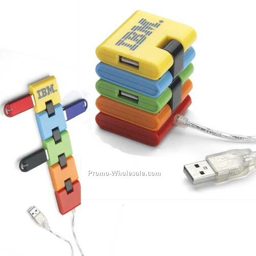 1-1/4"x5/8" Folding 4 Port USB 2.0 Hub