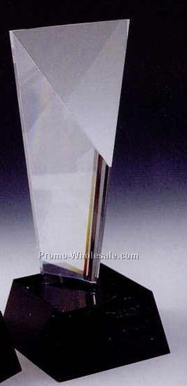 10"x4" Black Optic Crystal Excellence Award W/ Cube Base