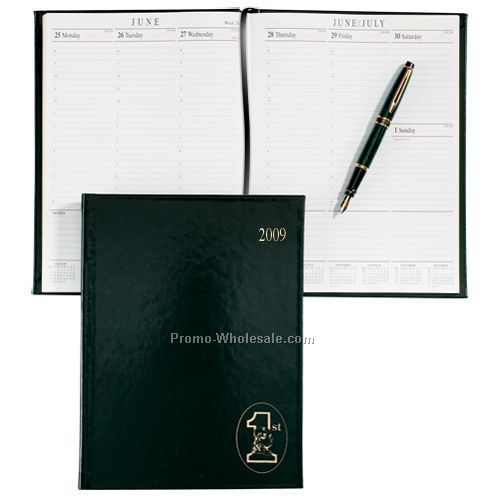 10"x7-1/2" Black Sun Graphix Bonded Leather Desk Planner