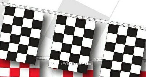 100' 4 Mil Rectangle Checkered Race Track Pennant - Black/ White