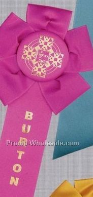 11" Custom Rosette Ribbon With Single 2"x8" Streamer & 5 Loop Head