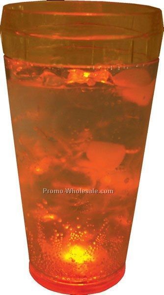 12 Oz. Orange Light Up Pint Glass W/ 5 LED Lights