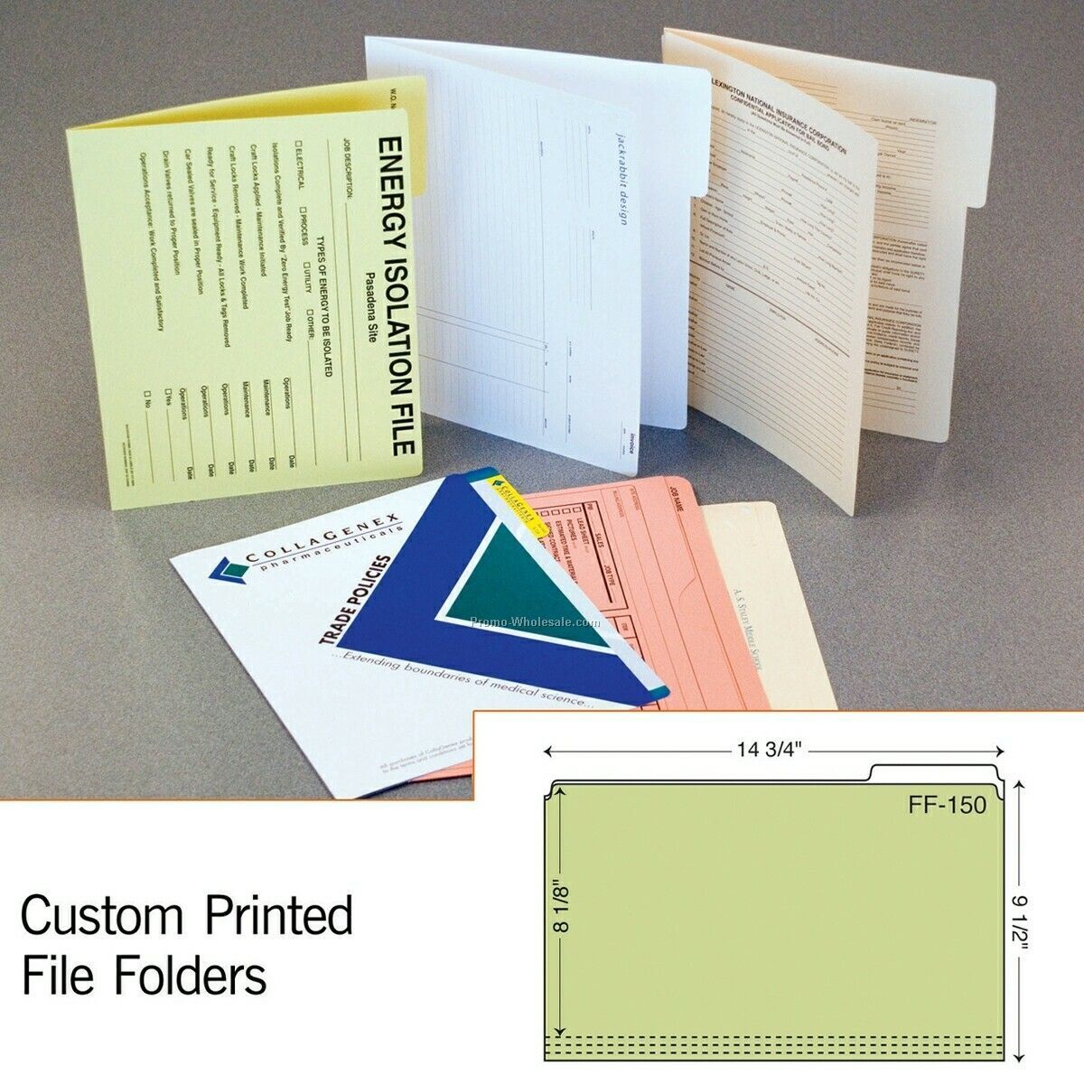 12"x9-1/2" File Folder W/ Full Tab, Glued Edge, Thumb Cut (1 Color)